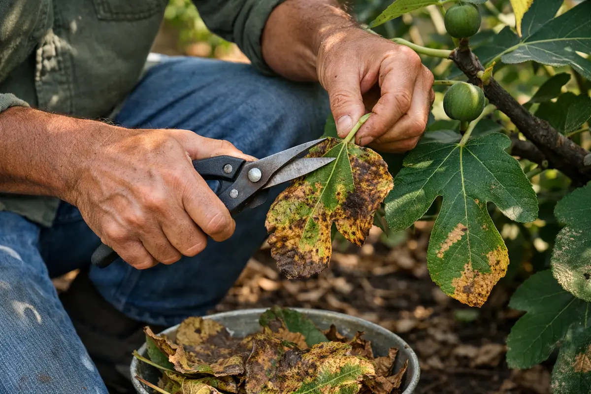 how to treat bacterial blight on prune infected fig leaves before harvesting