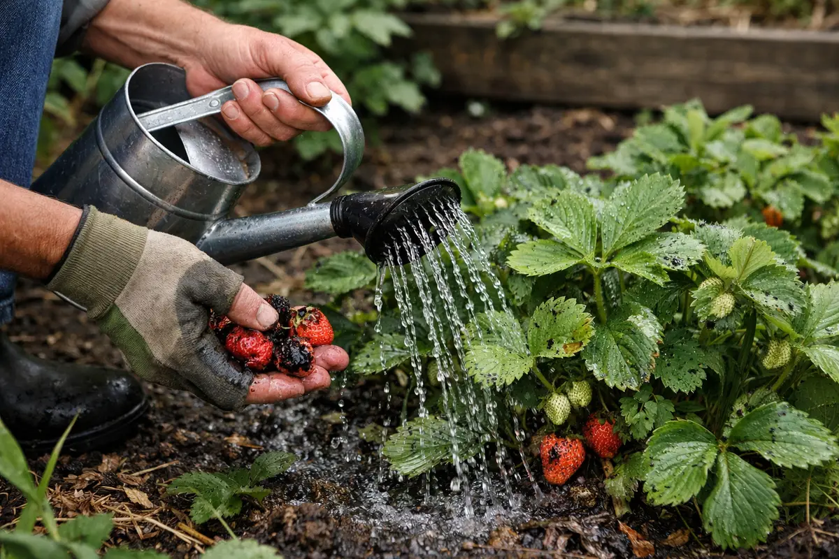 how to treat black spots on water strawberries wisely after heavy rain