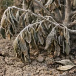 how to treat leaf curling showing stress from sun and dry soil