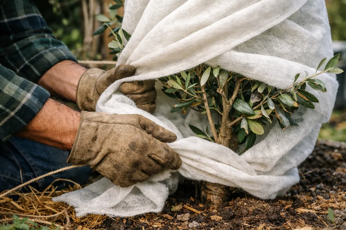 how to treat leaf curling shield olive trees from future frost injury