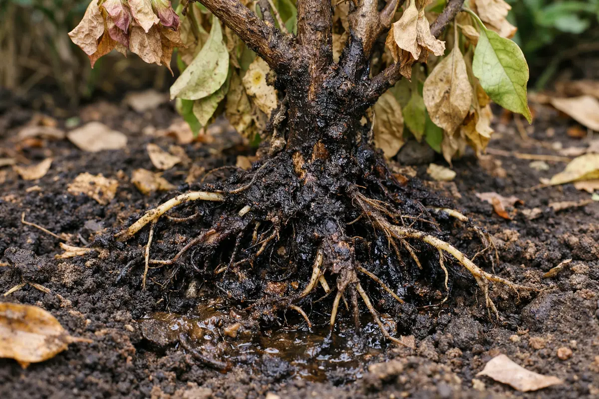 how to treat root rot in with unhealthy roots showing in soil