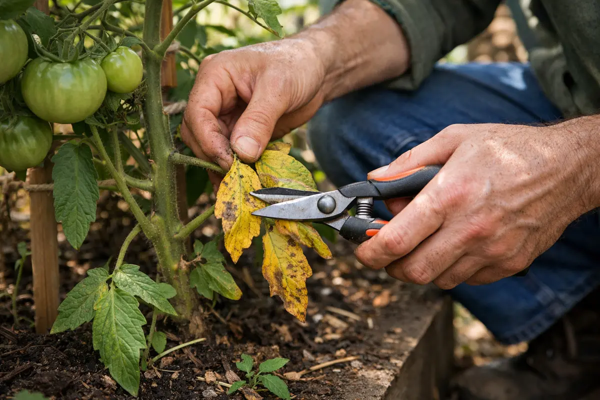 how to treat stunted growth in prune yellowing leaves for heirloom tomatoes
