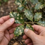 how to treat white spots on with damaged foliage in outdoor soil