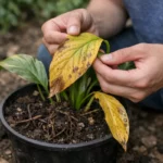 how to treat yellowing leaves on with damaged foliage in outdoor soil