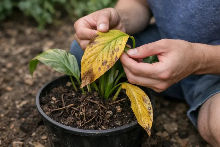 how to treat yellowing leaves on with damaged foliage in outdoor soil
