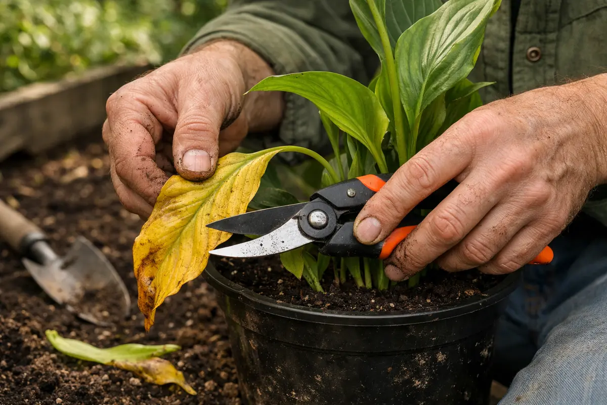 how to treat yellowing leaves on trim yellowing peace lily leaves promptly