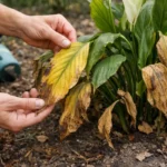 how to treat yellowing leaves on with damaged foliage in outdoor soil