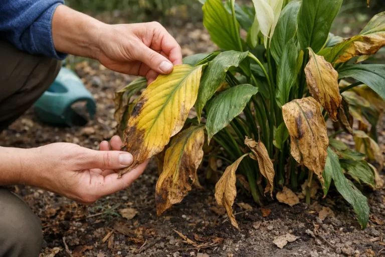 how to treat yellowing leaves on with damaged foliage in outdoor soil