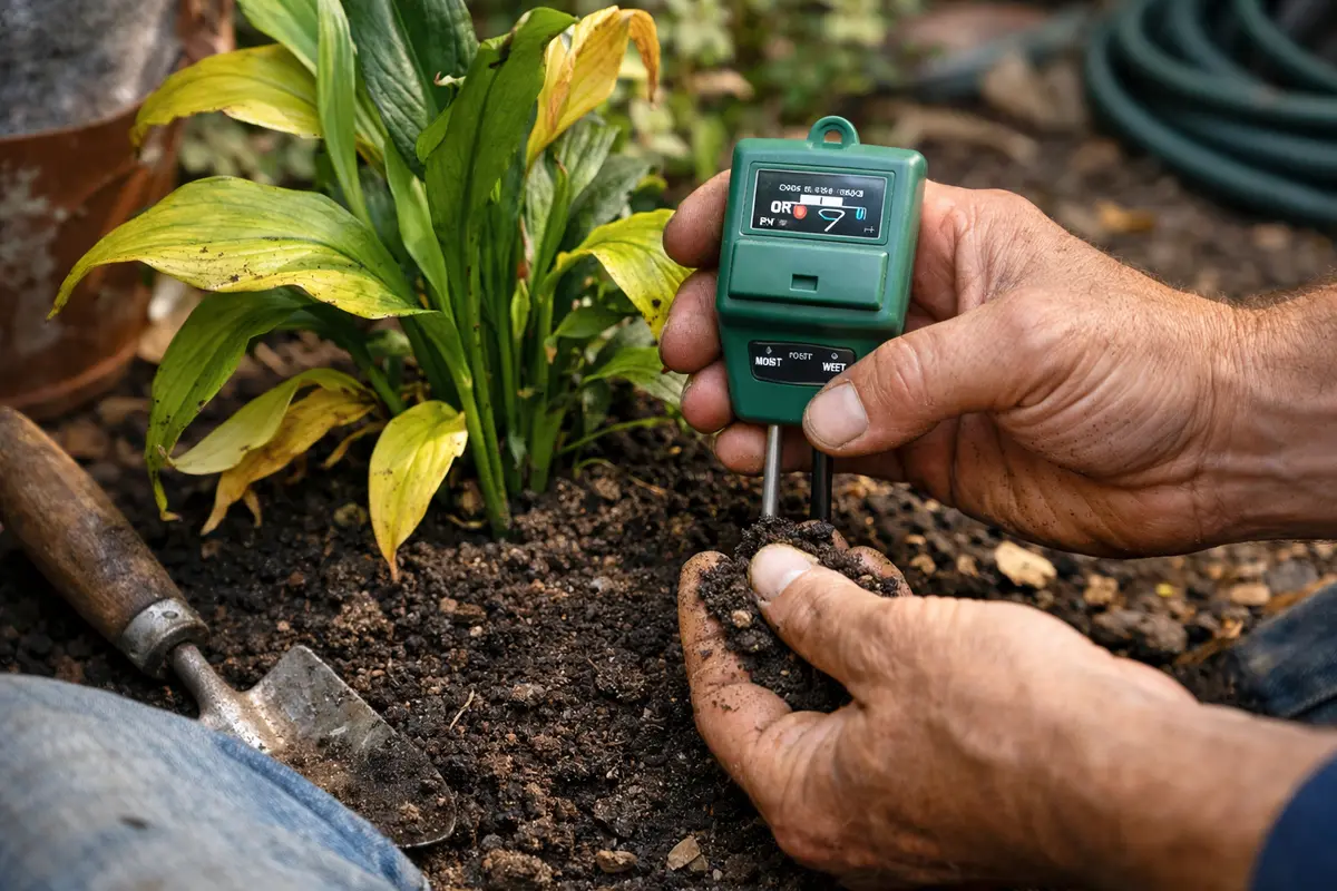 how to treat yellowing leaves test soil moisture before treating for drought