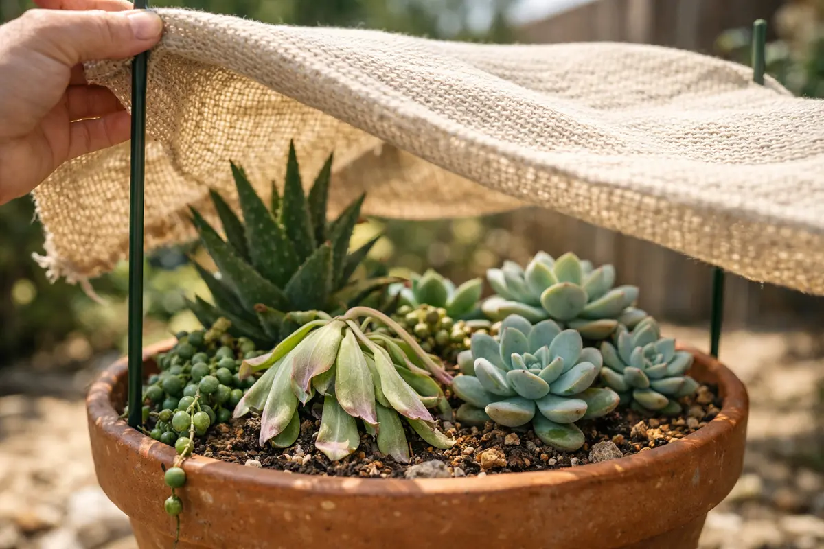 Step 3 – Provide Shade for Wilting Succulents During Heat How to treat wilting succulents in hot weather Section illustration