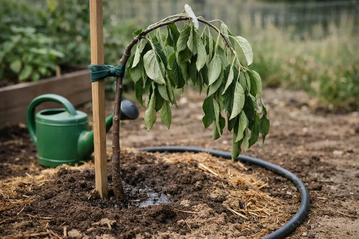 What to do if apple tree shows drooping leaves after transplant in conta (What to do if apple tree shows drooping leaves afte