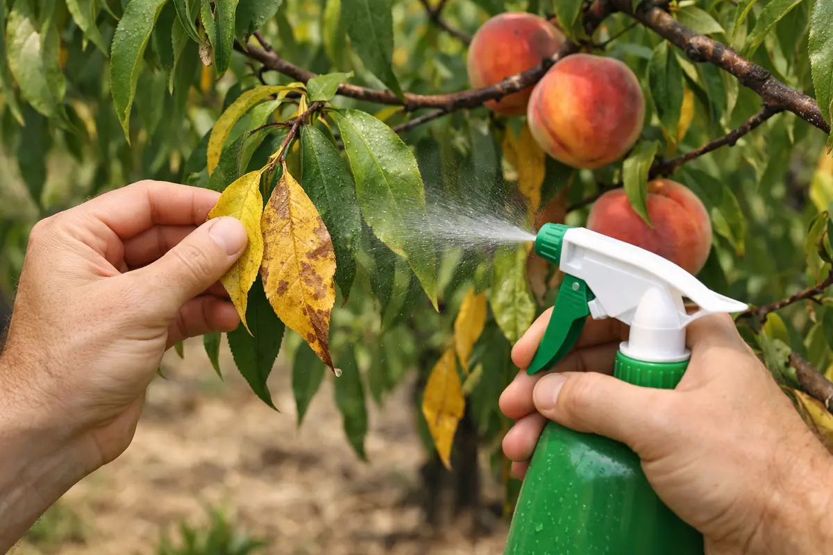 Step 3 – Restore Plant Health Managing yellow leaves on peach trees during drought Section illustration.