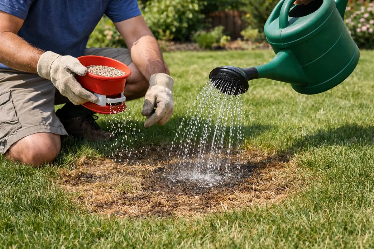 Step 3 – Restore Plant Health What to do after noticing lawn brown spots in dry summer Section illustration.