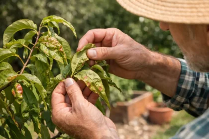 Why are my peach tree leaves curling in hot weather under direct sunligh (Why are my peach tree leaves curling in hot weather