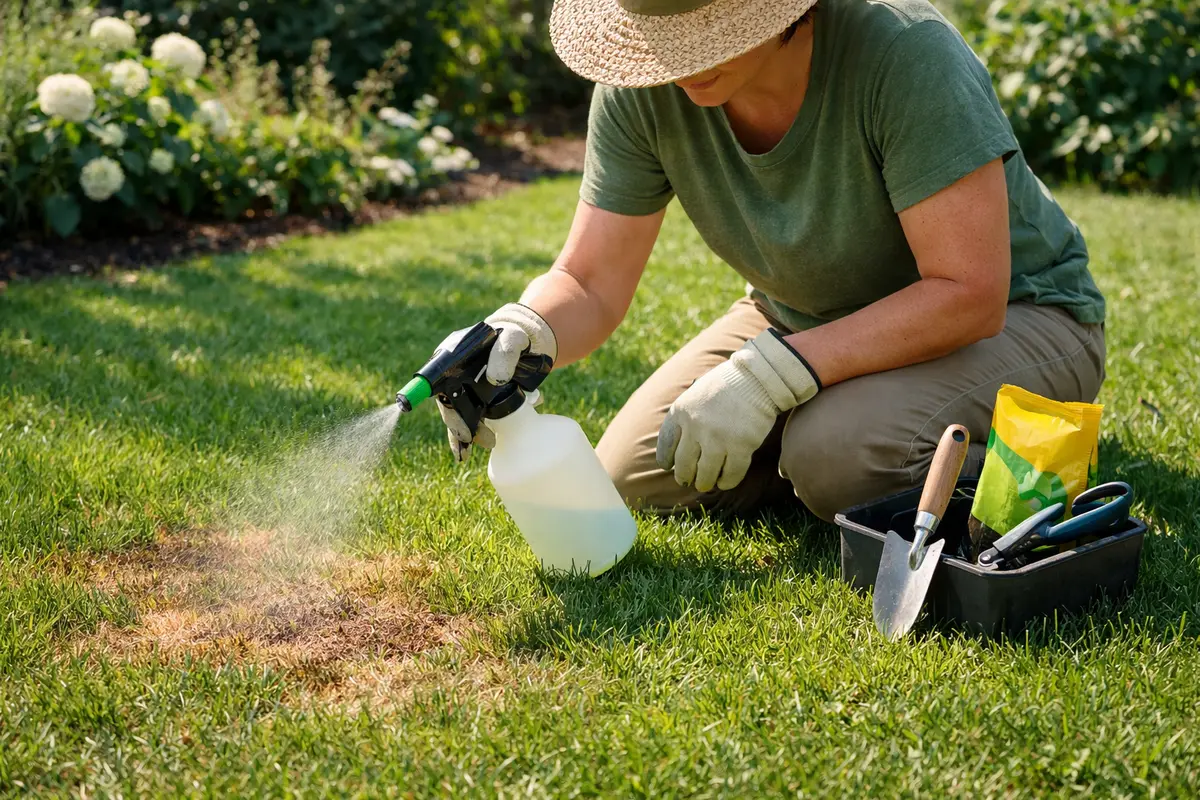 Step 3 – Restore Plant Health How to prevent lawn fungus after evening watering in humid weather Section illustration.