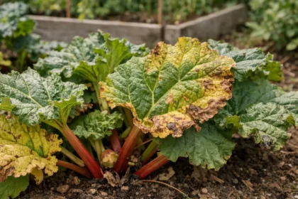How to prevent yellowing leaves on rhubarb plants in spring when roots s (How to prevent yellowing leaves on rhubarb plants i