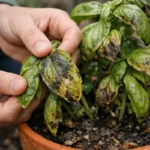 preventing mold on basil leaves in with damaged foliage in outdoor soil