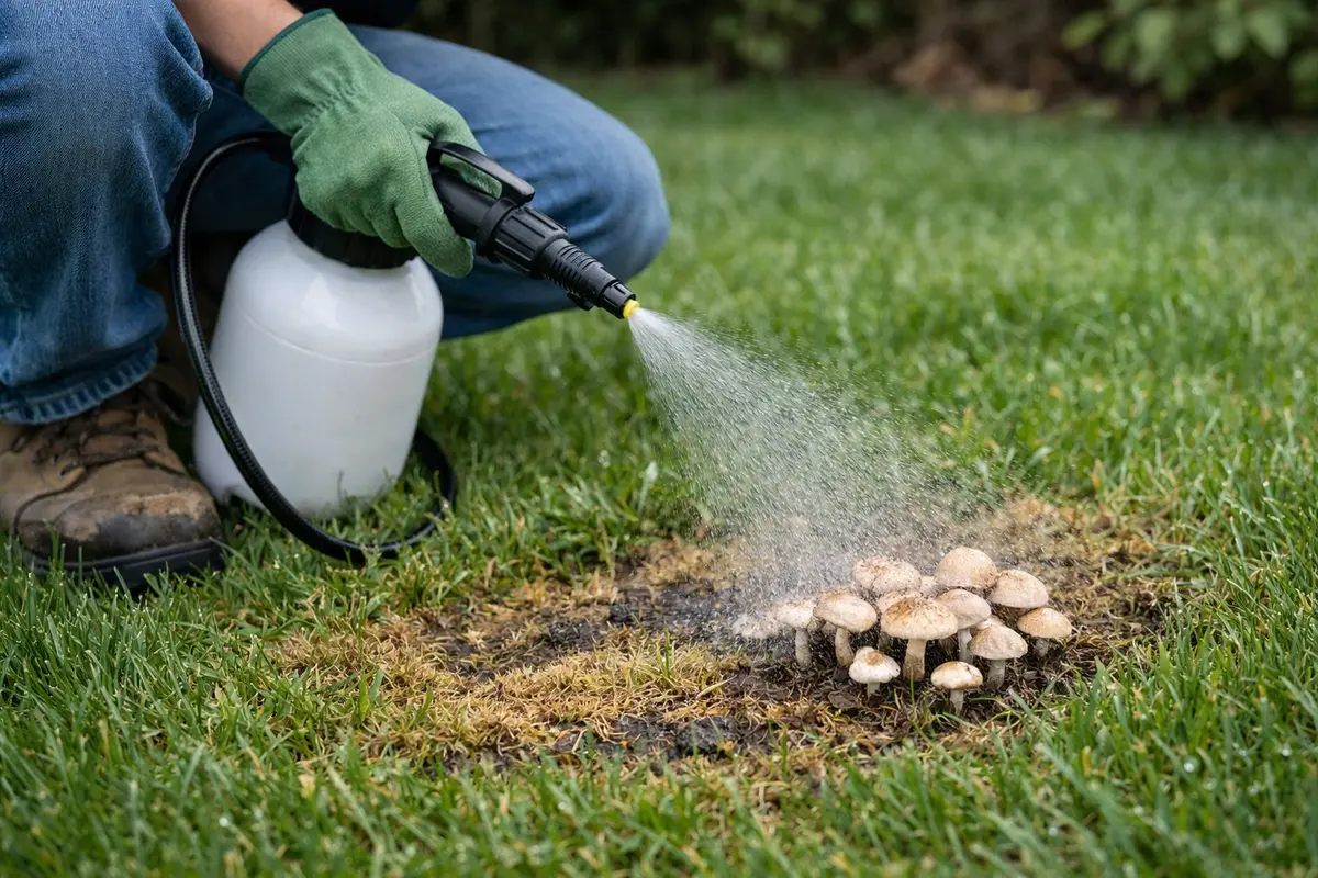 Step 1 – Stop Fungus from Lawn After Weeks of Rain Immediately How to remove fungus from lawn after weeks of rain Section ill