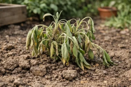 Why is my sage dying after being planted in clay soil after heavy rain (Why is my sage dying after being planted in clay soil