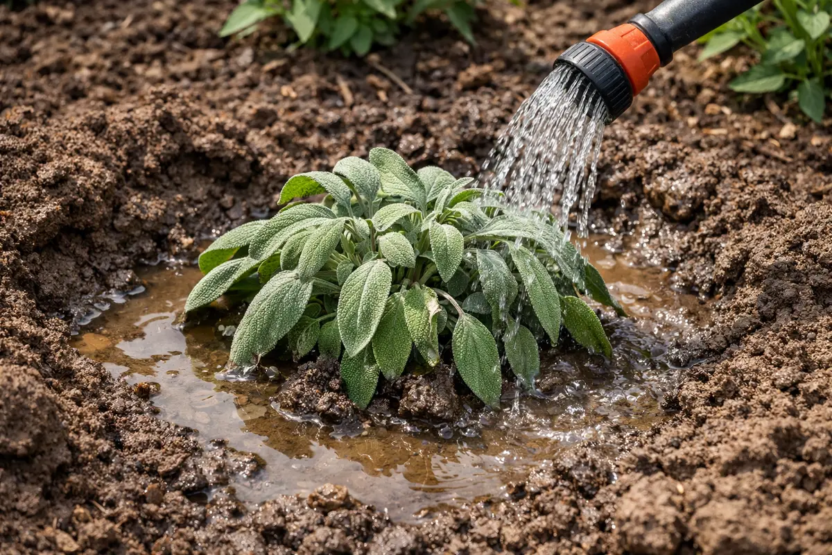 Step 4 – Protect Sage from Excessive Watering Why is my sage dying after being planted in clay soil Section illustration.