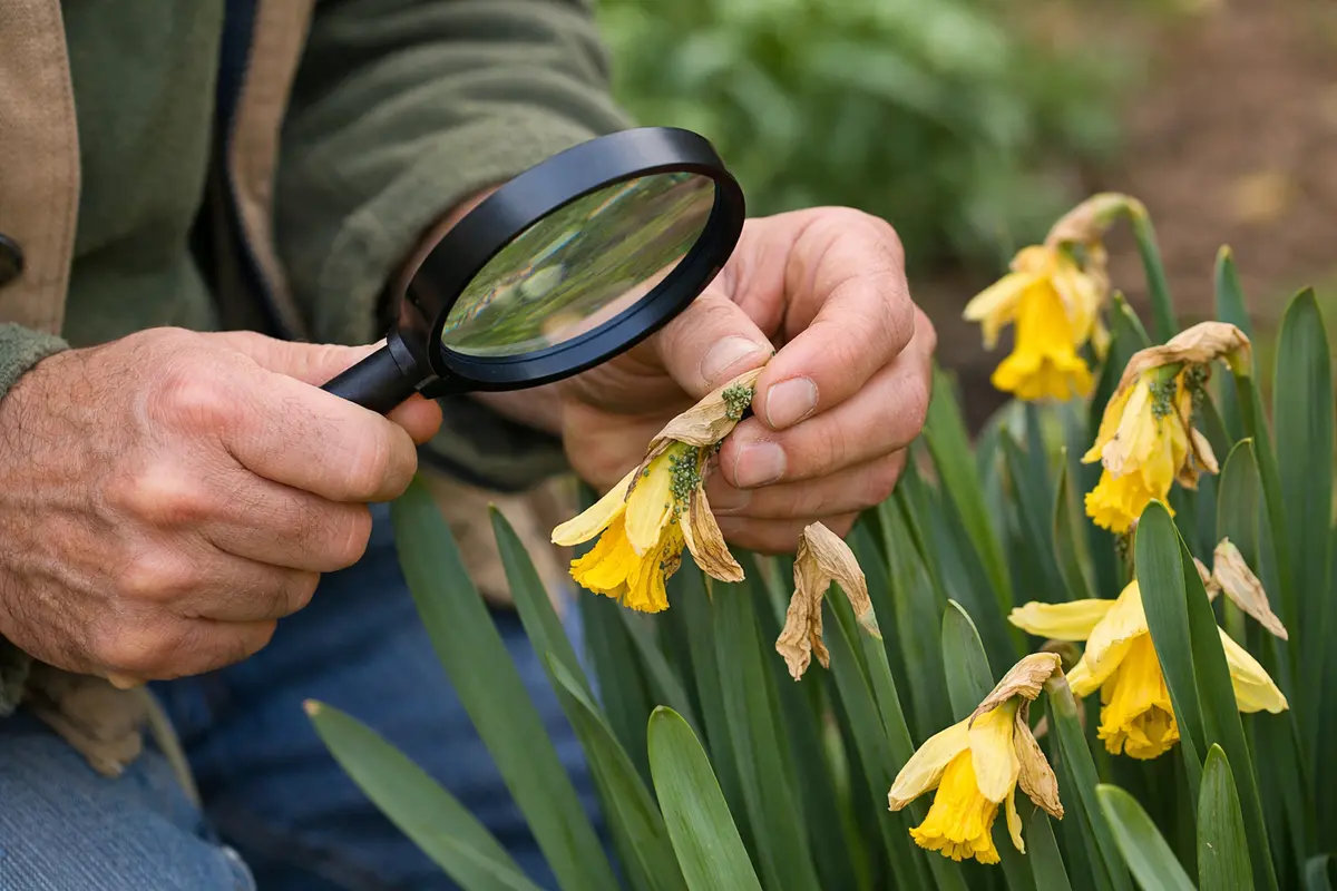 Step 4 – Schedule Regular Inspections Post-Blooming How to stop aphids on daffodil plants during blooming Section illustratio