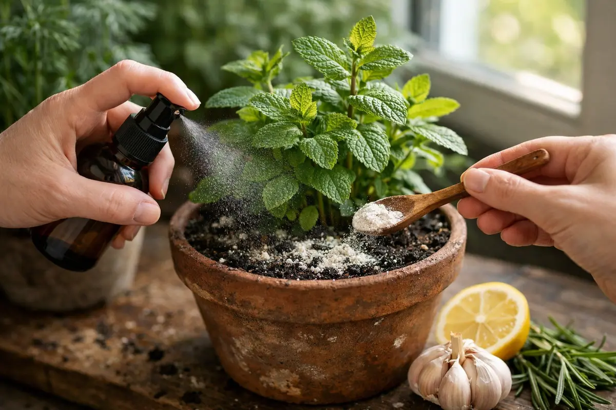 Step 3 – Apply Natural Remedies for Herb Recovery How to stop fungus gnat infestations in indoor herbs Section illustration.