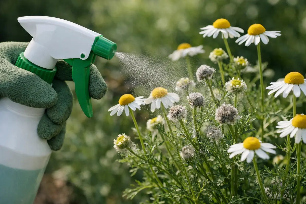 Step 3 – Apply Organic Fungicide to Combat Mold How to stop mold on chamomile after excessive humidity Section illustration.