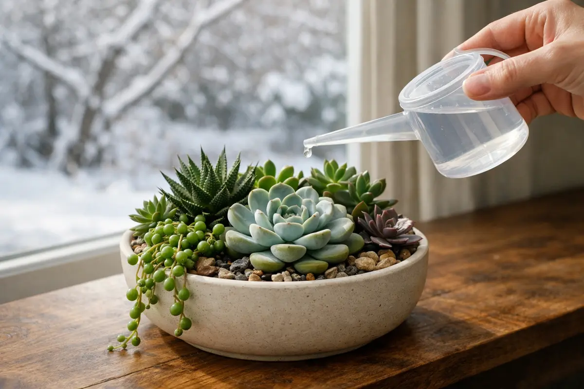 Step 4 – Limit Watering Frequency During Winter Months How to stop root rot in indoor succulent arrangements Section illustra