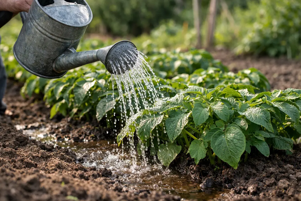 Step 4 – Water Potatoes with Care to Prevent Rot How to treat root rot in potato plants after heavy rain Section illustration