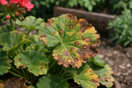 How to treat spots on geraniums after high humidity in dense plantings (How to treat spots on geraniums after high humidity)