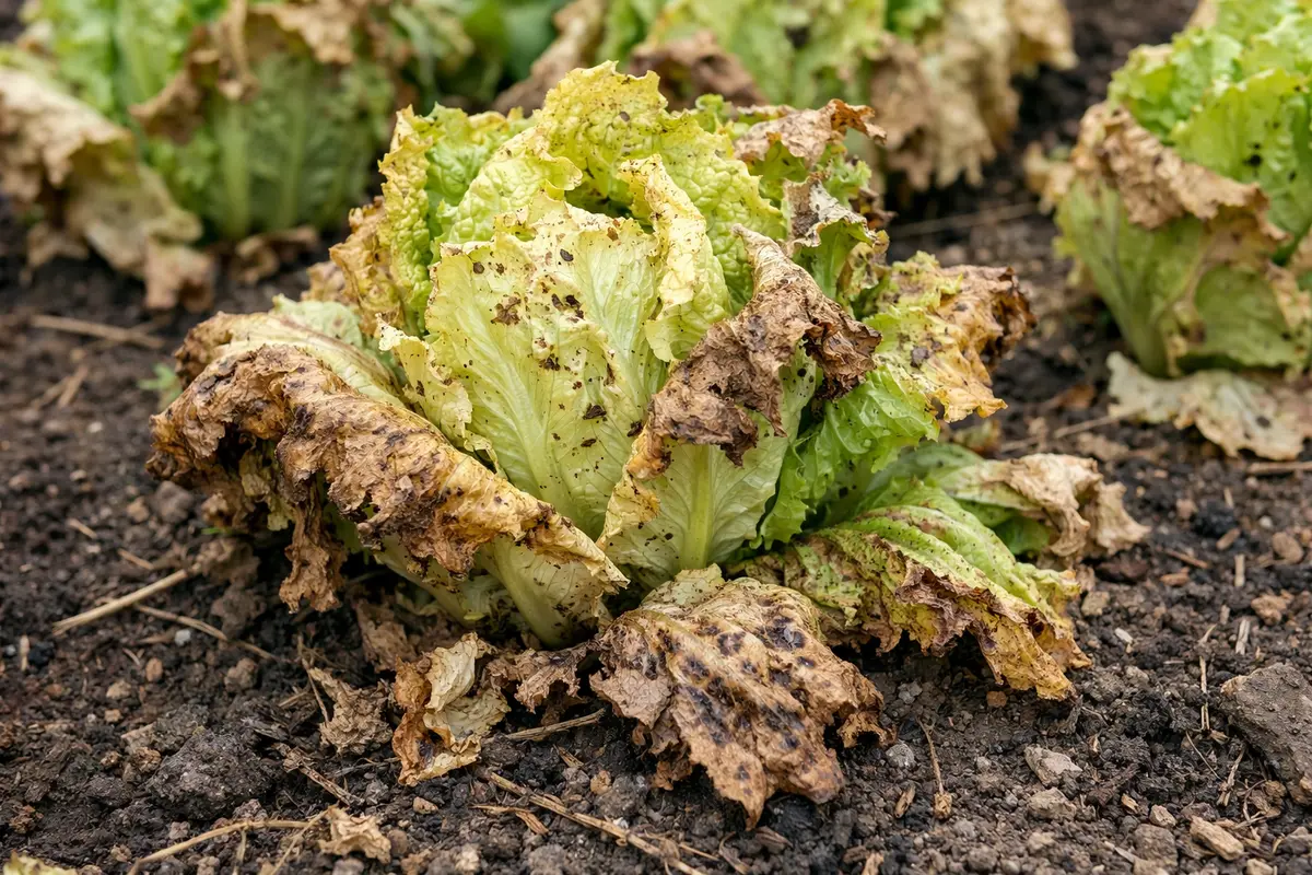 what to do after lettuce with visible browning or spots on leaves