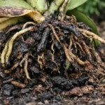what to do if my orchid with unhealthy roots showing in soil