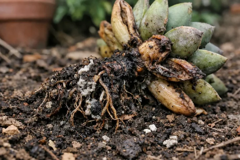 what to do if my succulent with unhealthy roots showing in soil
