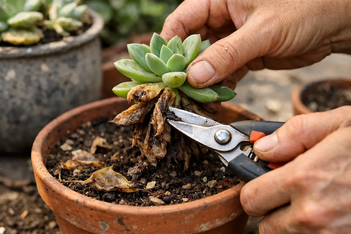 what to do if my succulent is trim decaying leaves from succulents