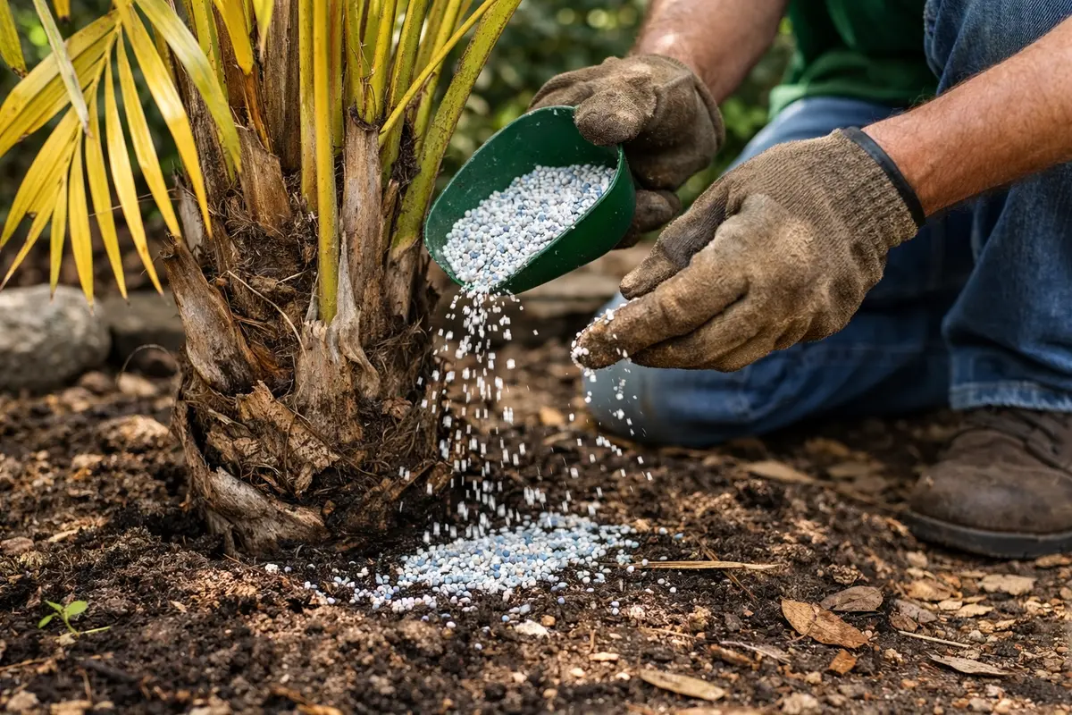 what to do if palm fronds apply fertilizer to revive palm health