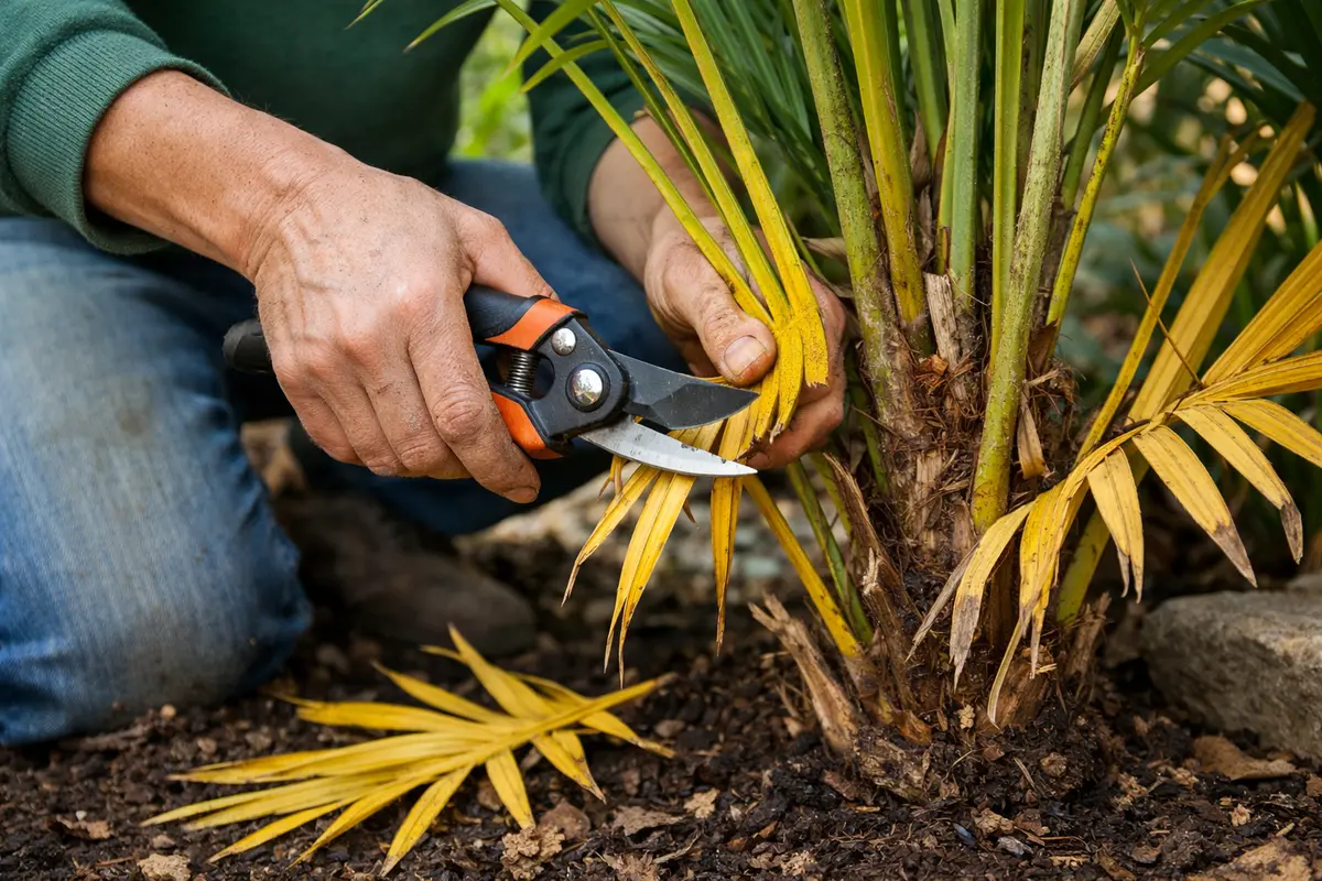 what to do if palm fronds turn trim yellowing palm fronds immediately
