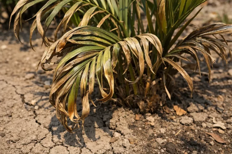 what to do if palm showing stress from sun and dry soil