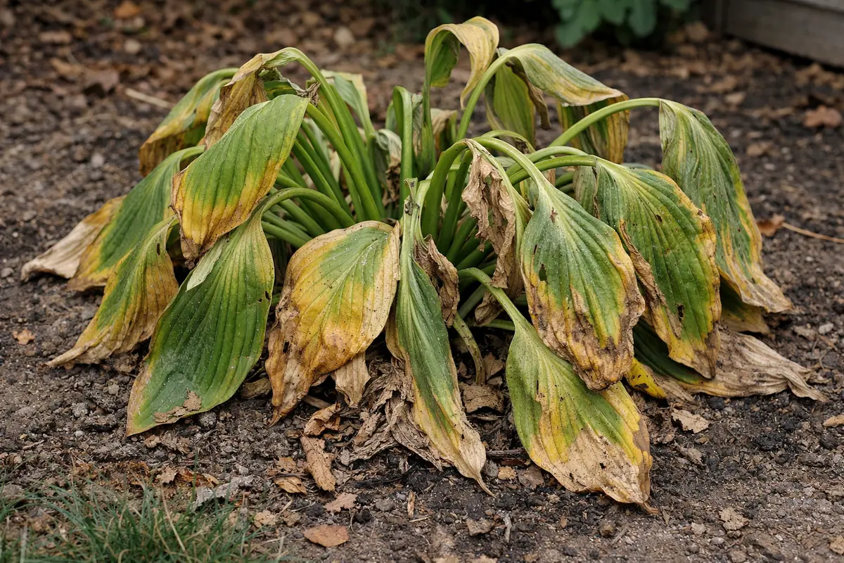 what to do when hosta leaves wilting visibly in real garden soil