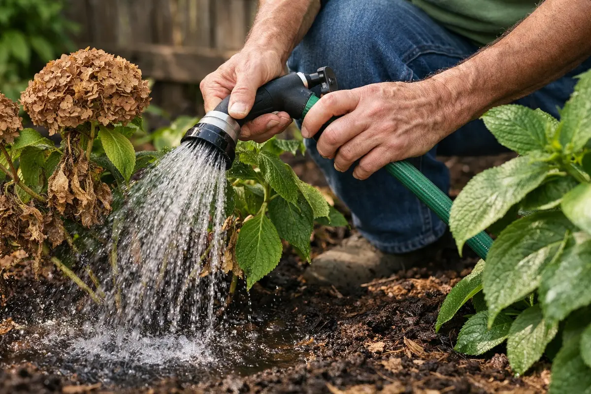 what to do when hydrangea blooms implement watering strategy for heat stress