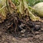 what to do when melon plants with unhealthy roots showing in soil