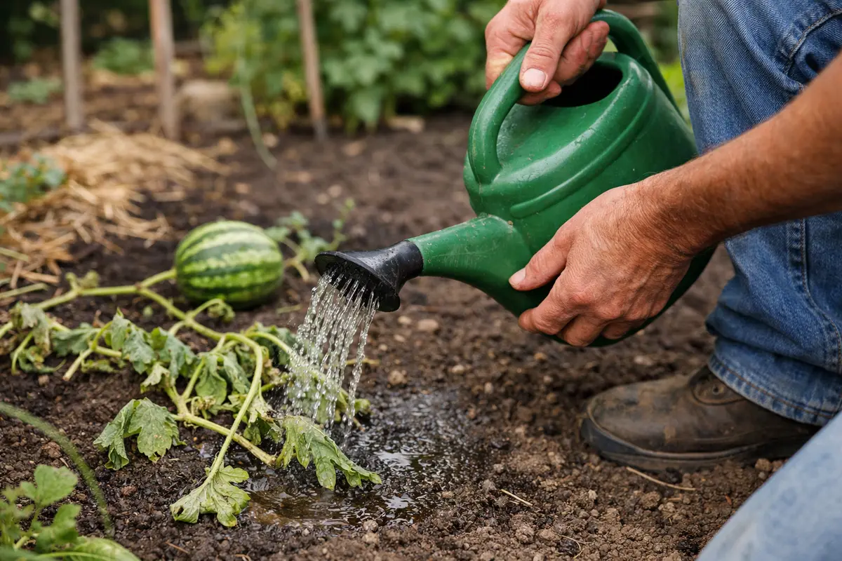 what to do when melon plants water melon sparingly to avoid overstress
