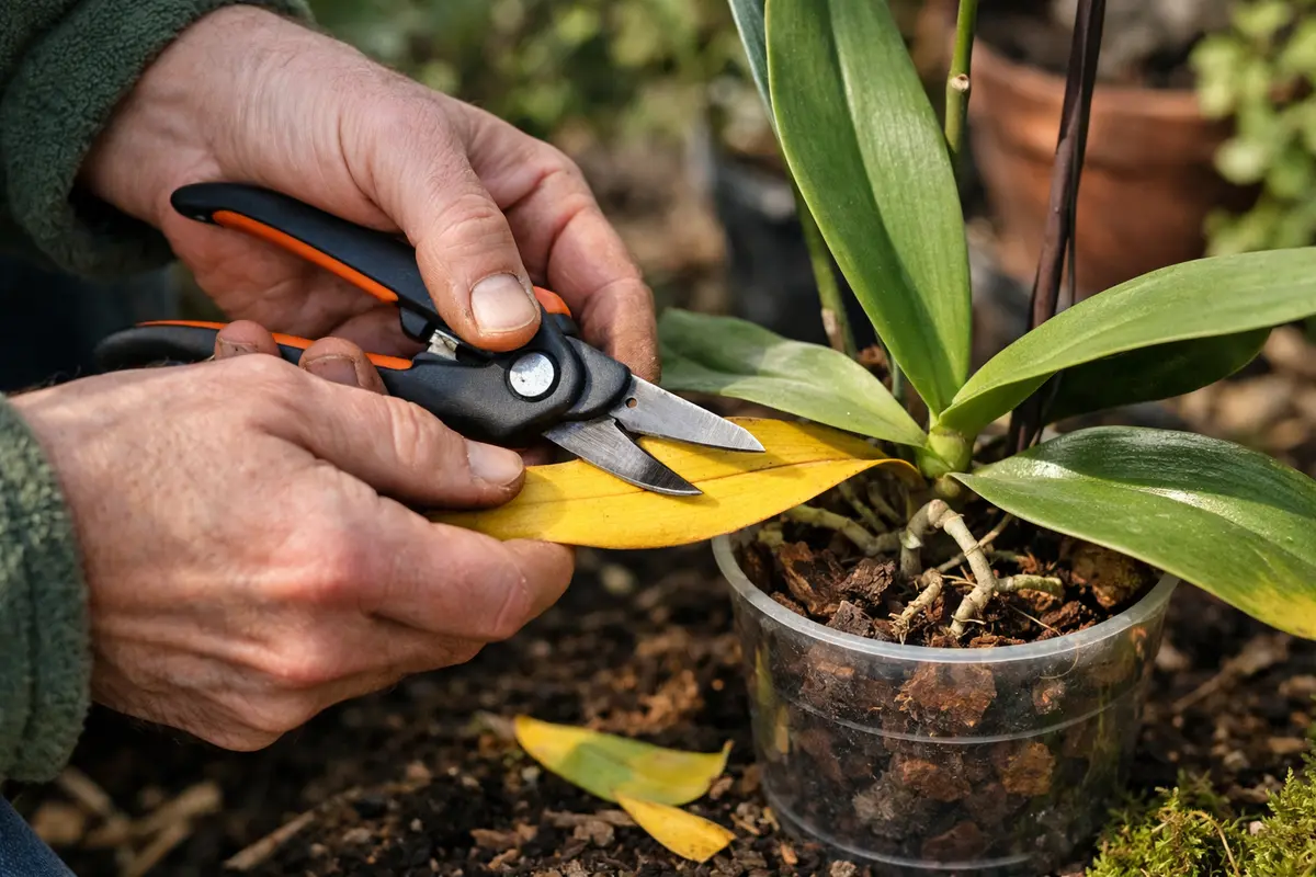 what to do when orchid leaves cut off yellowing orchid leaves immediately