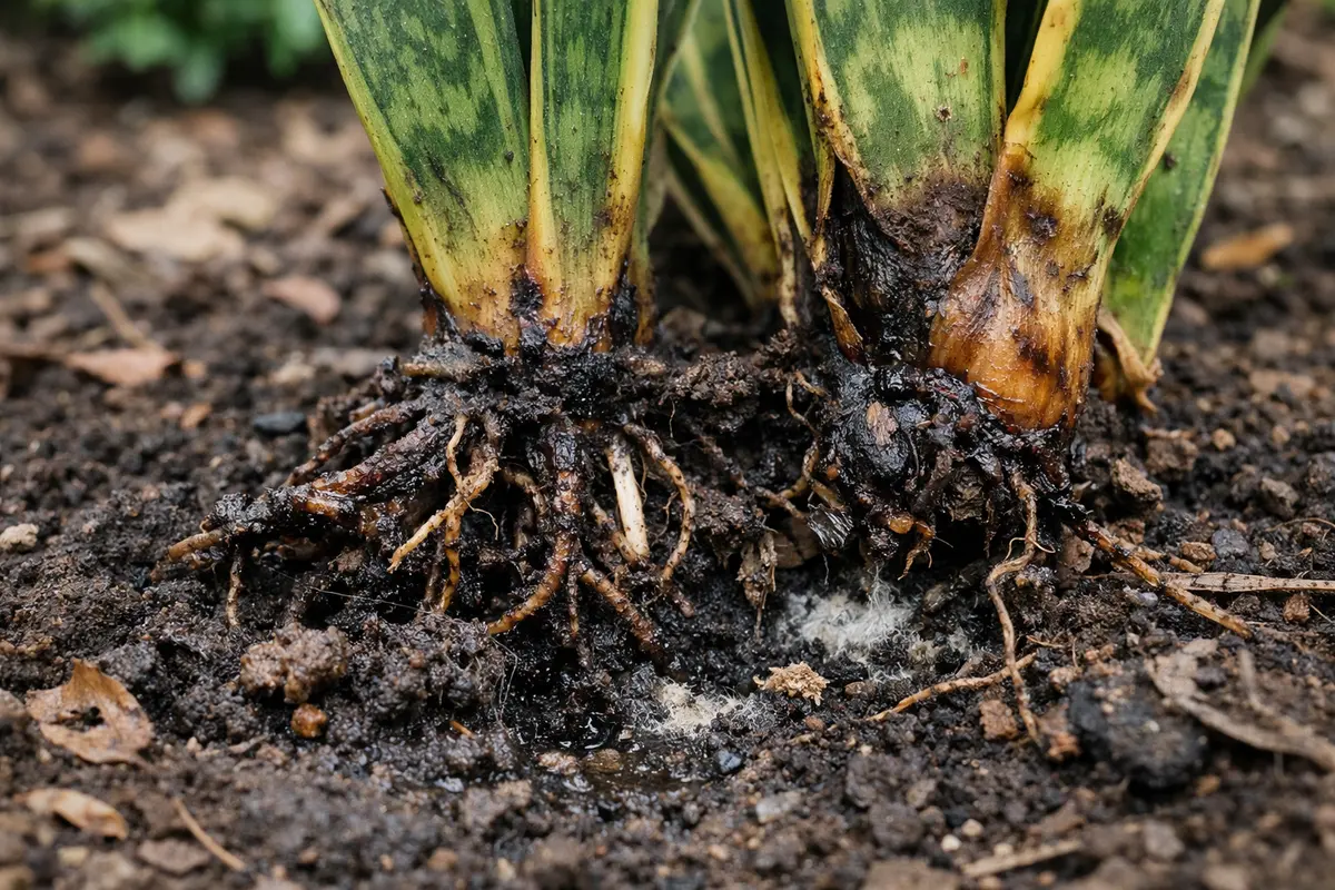 what to do when snake plants with unhealthy roots showing in soil