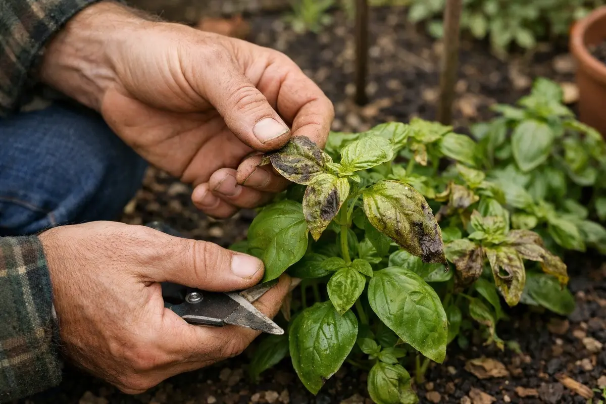 what to do when stunted growth on inspect basil for frost damage