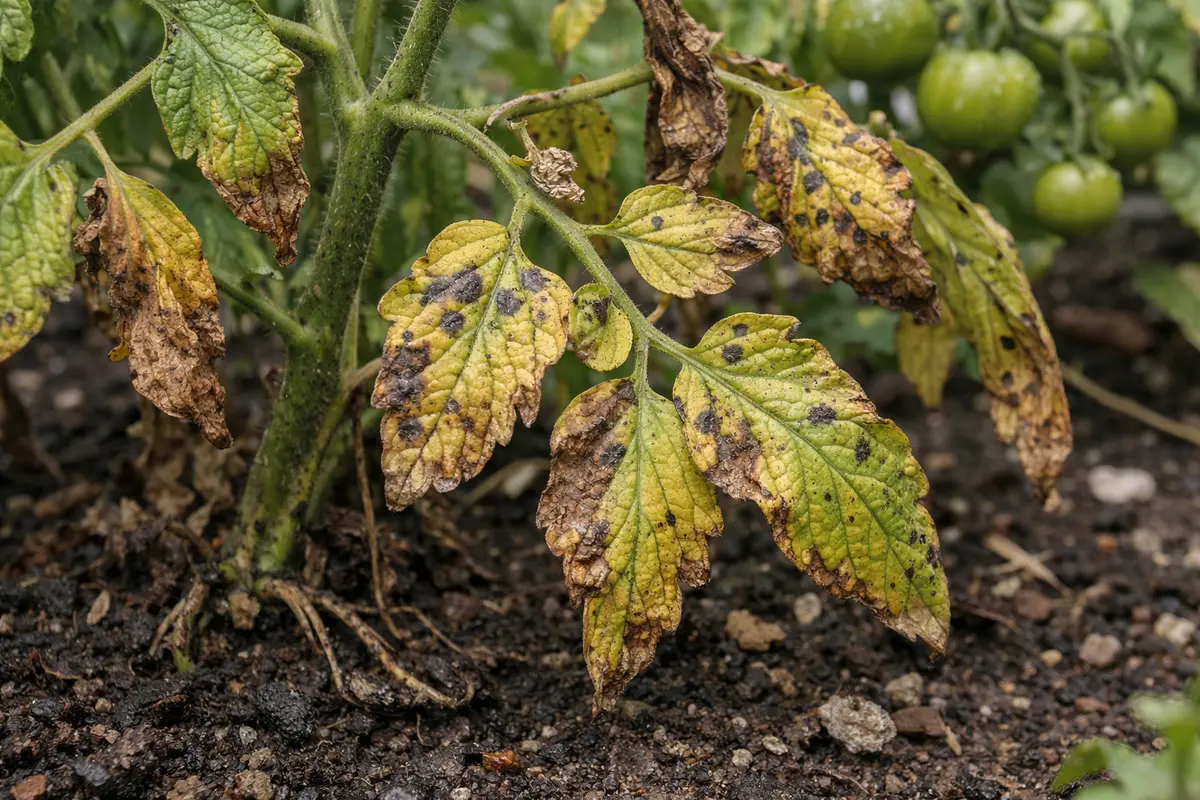 what to do when tomato with visible browning or spots on leaves