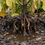 what to do when tomato plants with unhealthy roots showing in soil