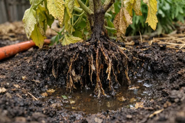 what to do when tomato plants with unhealthy roots showing in soil