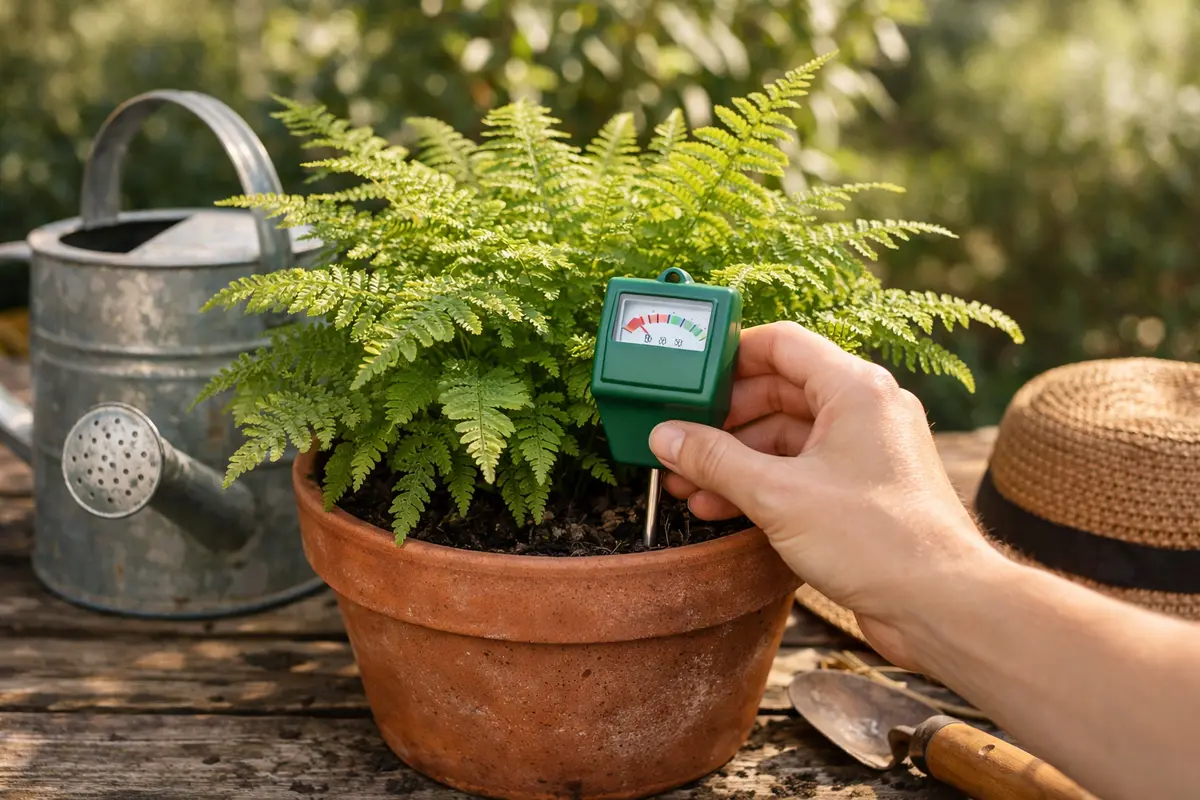 Step 3 – Test Fern Soil Moisture Levels Why are my ferns wilting during a heatwave Section illustration.