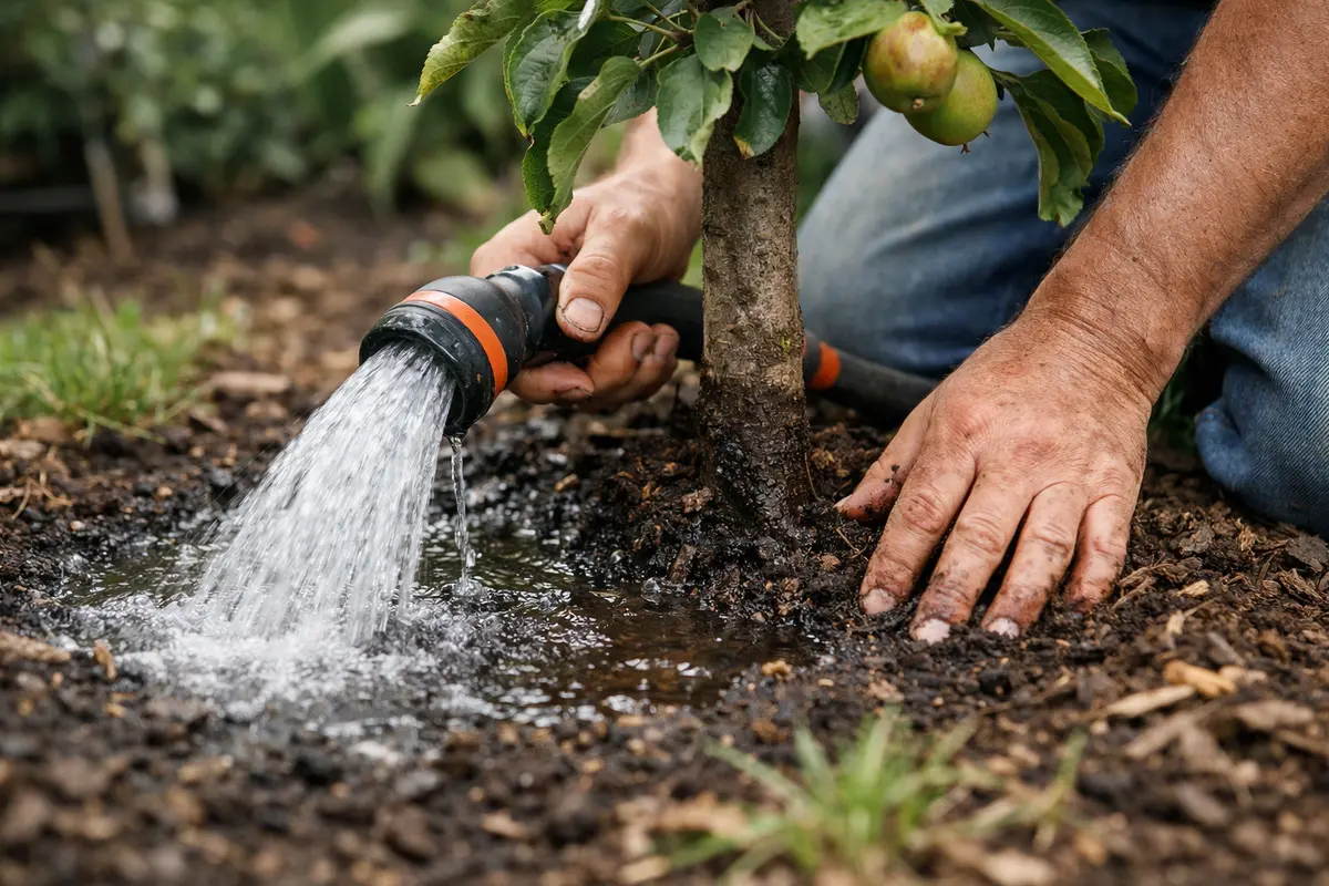 why are my apple tree leaves curling water deeply for hydration recovery