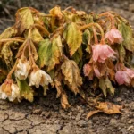 why are my begonias drooping showing stress from sun and dry soil